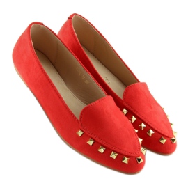 Mocasines mujer con tachuelas rojo 1388 Rojo 5