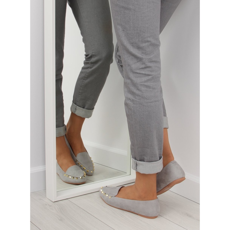 Mocasines mujer con tachuelas grises 1388 Grey 1