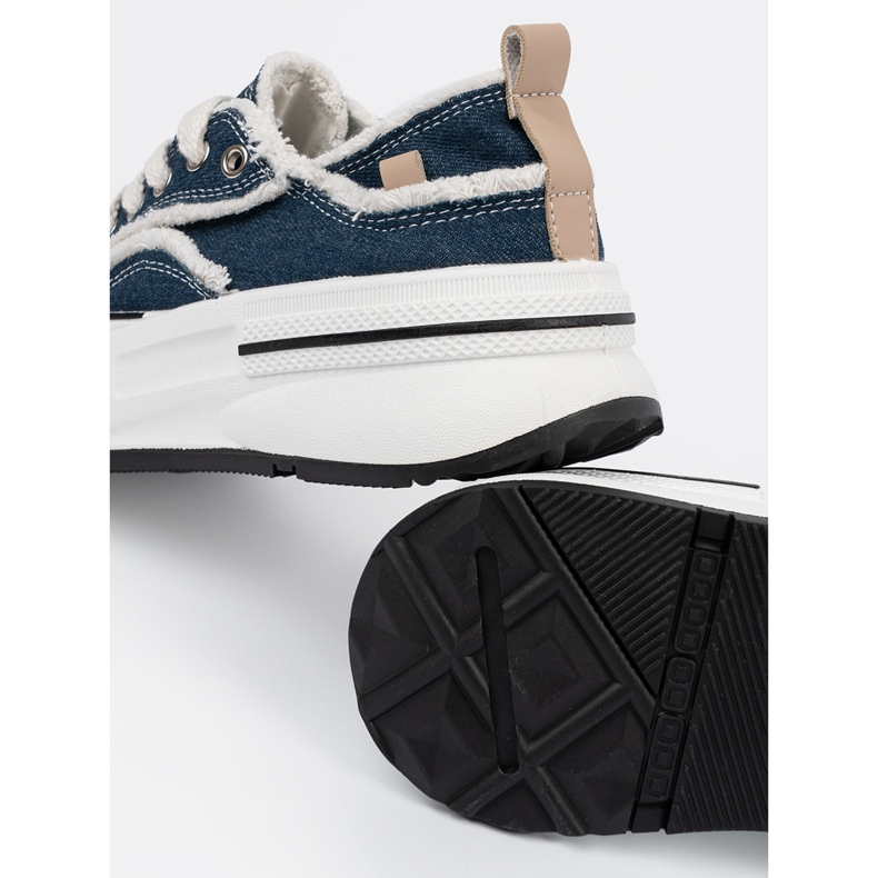 Shelvt Zapatillas de zapatillas azul marino con inserciones blancas 1