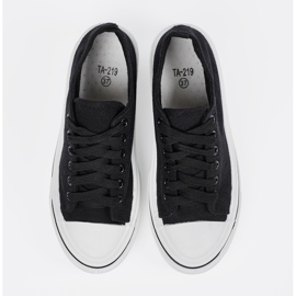 Shelvt Zapatillas negras para mujeres con suela blanca negro 2