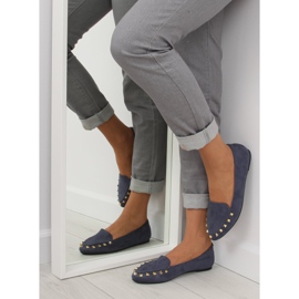 Mocasines mujer con tachuelas azul marino 1388 Navy 3
