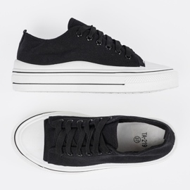 Shelvt Zapatillas negras para mujeres con suela blanca negro 3