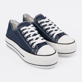 Shelvt Zapatillas de zapatillas azul marino de mujeres en la plataforma 3