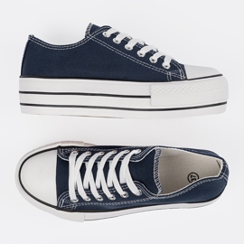 Shelvt Zapatillas de zapatillas azul marino de mujeres en la plataforma 2