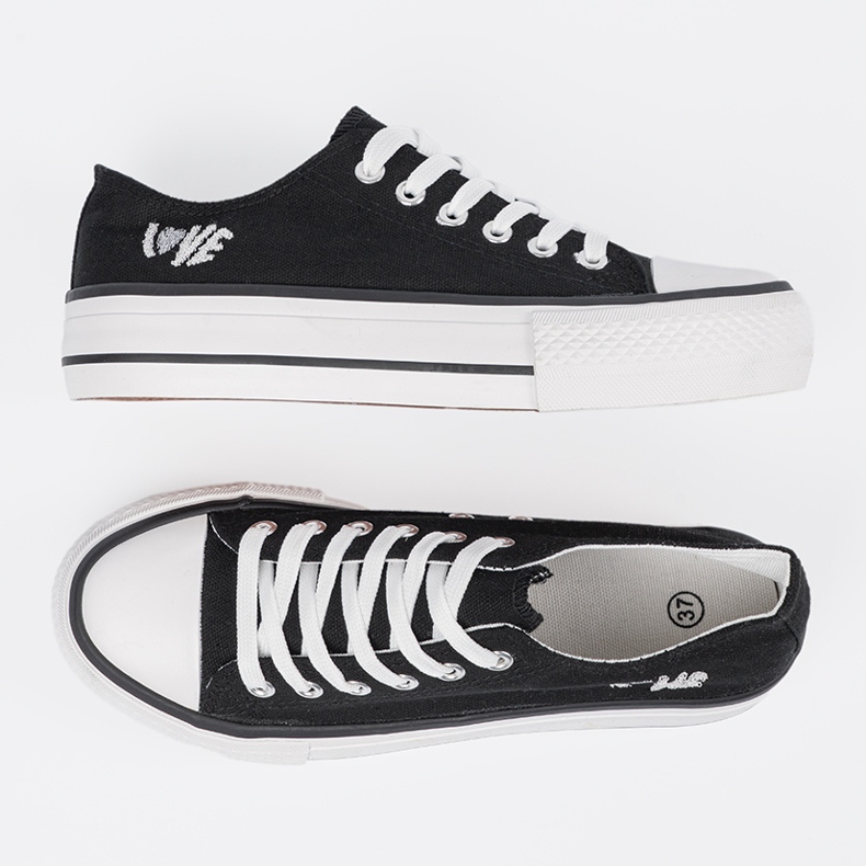 Shelvt Zapatillas negras con la inscripción amor a las mujeres negro 2