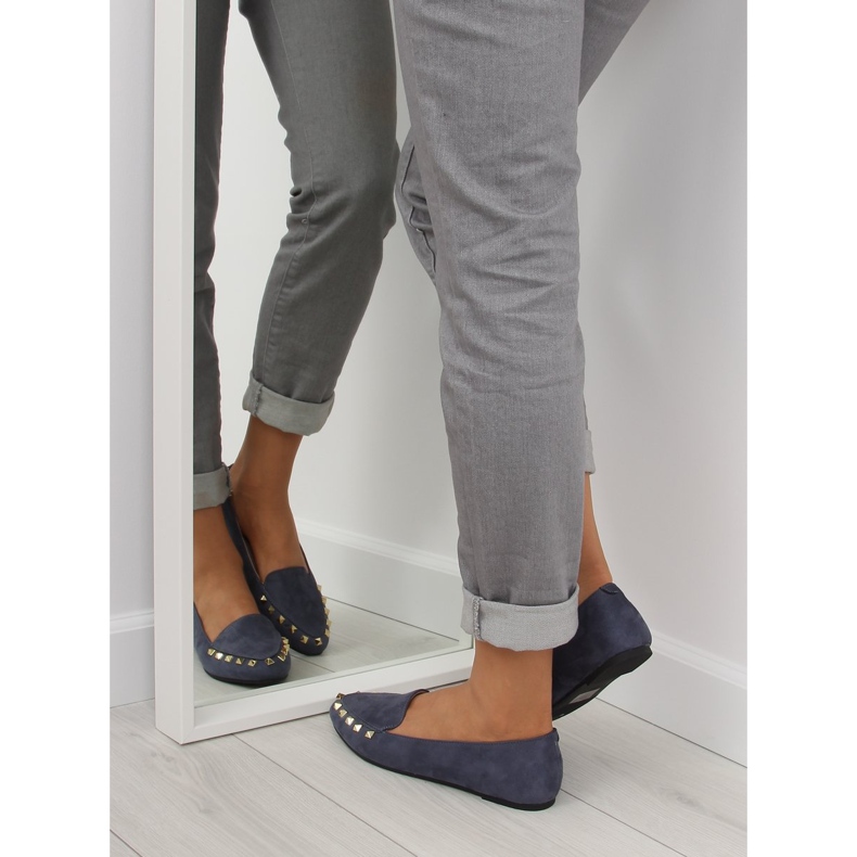 Mocasines mujer con tachuelas azul marino 1388 Navy 1