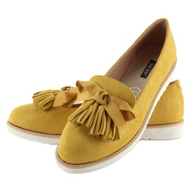 Mocasines mujer con flecos amarillo 7214 Amarillo 2