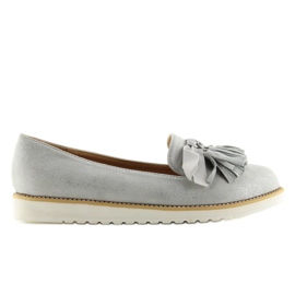 Mocasines mujer grises y grises con flecos 1