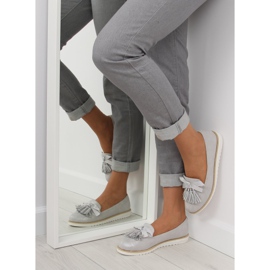 Mocasines mujer grises y grises con flecos 5