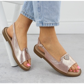 Sandalias de mujeres planas con Golden Vinceza 17384 dorado 4