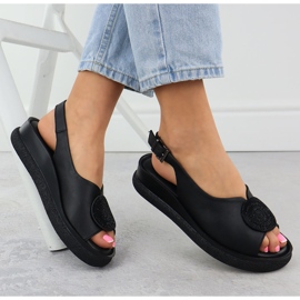 Sandalias para mujeres cuero con circones de circonitos Filippo DS6984 negro 4