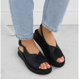 Sandalias para mujeres cuero con circones de circonitos Filippo DS6984 negro 6