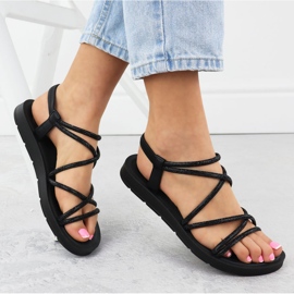 Sandalias de mujeres con romanos con circones cúbicos Filippo negro DS6884 4