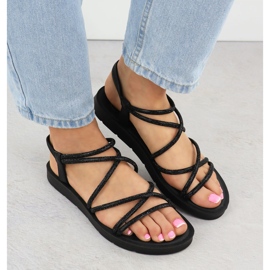 Sandalias de mujeres con romanos con circones cúbicos Filippo negro DS6884 6
