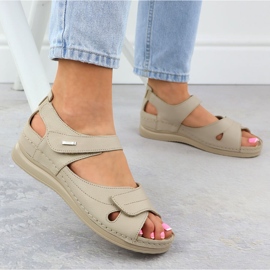 Ekri Helios 139-10 Sandalias de cuero de velcro de cuero beige 5