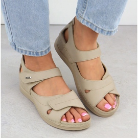 Ekri Helios 139-10 Sandalias de cuero de velcro de cuero beige 6