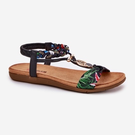 Sandalias de mujeres planas con cinturón trenzado y decoración Artiker 56C1318 Negro 4