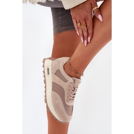 Zapatillas de ante en la plataforma de mujeres Big Star RR274897 beige 4