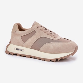 Zapatillas de ante en la plataforma de mujeres Big Star RR274897 beige 5
