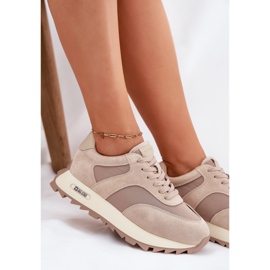 Zapatillas de ante en la plataforma de mujeres Big Star RR274897 beige 8