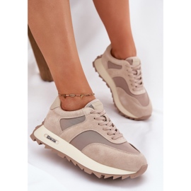 Zapatillas de ante en la plataforma de mujeres Big Star RR274897 beige 9