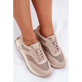 Zapatillas de ante en la plataforma de mujeres Big Star RR274897 beige 10