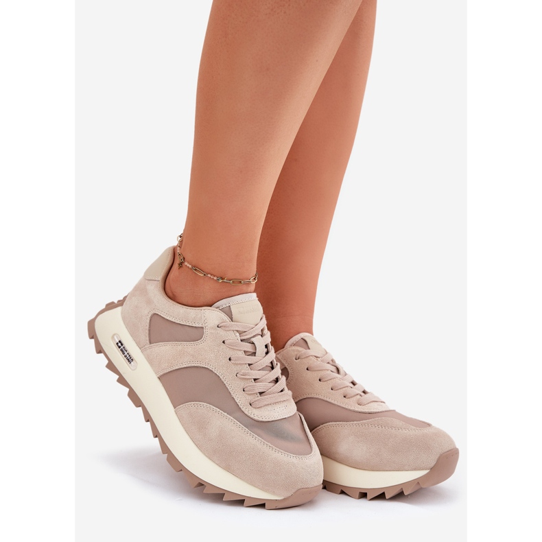 Zapatillas de ante en la plataforma de mujeres Big Star RR274897 beige 1