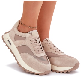 Zapatillas de ante en la plataforma de mujeres Big Star RR274897 beige 11