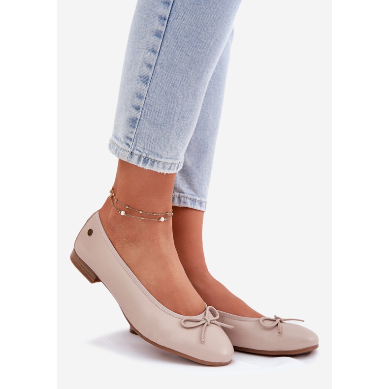 Ballerinas de cuero femenino maciejka P6800-04 beige 1
