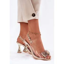 Vinceza Tacones altos transparentes con Vincez Crystals PLN 70116 Zlotys dorado 3