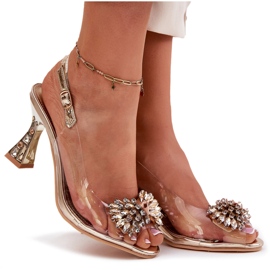 Vinceza Tacones altos transparentes con Vincez Crystals PLN 70116 Zlotys dorado 8