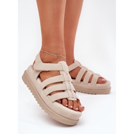 Inna Sandalias de mujeres en la plataforma Eco Suede beige 2