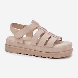 Inna Sandalias de mujeres en la plataforma Eco Suede beige 4