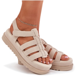 Inna Sandalias de mujeres en la plataforma Eco Suede beige 7
