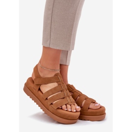 Inna Sandalias para mujeres en la plataforma Camel Suede marrón 1 Inna Sandalias para mujeres en la plataforma Camel Suede marrón 1