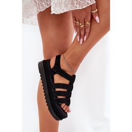 Inna Sandalias para mujeres en la plataforma Eco Suede Black negro 5