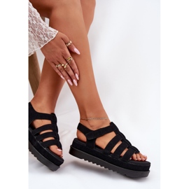 Inna Sandalias para mujeres en la plataforma Eco Suede Black negro 6