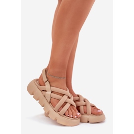 Inna Sandalias para mujeres en la plataforma con rayas beige 1