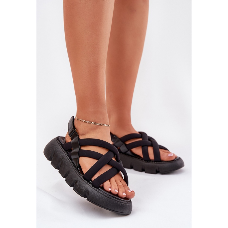 Inna Sandalias para mujeres en la plataforma con rayas negras negro 2 Inna Sandalias para mujeres en la plataforma con rayas negras negro 2