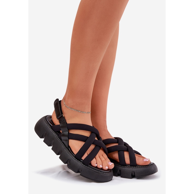 Inna Sandalias para mujeres en la plataforma con rayas negras negro 1 Inna Sandalias para mujeres en la plataforma con rayas negras negro 1