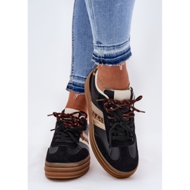 Inna Zapatillas de deporte para mujeres en la plataforma con estampado de leopardo negro de cordones dobles 3