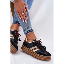 Inna Zapatillas de deporte para mujeres en la plataforma con estampado de leopardo negro de cordones dobles 7