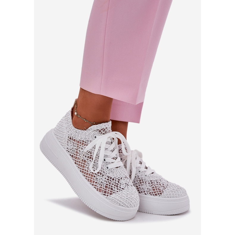 Inna Zapatillas de deporte para mujeres en la plataforma con una parte superior blanca superior de crochet blanco 1 Inna Zapatillas de deporte para mujeres en la plataforma con una parte superior blanca superior de crochet blanco 1