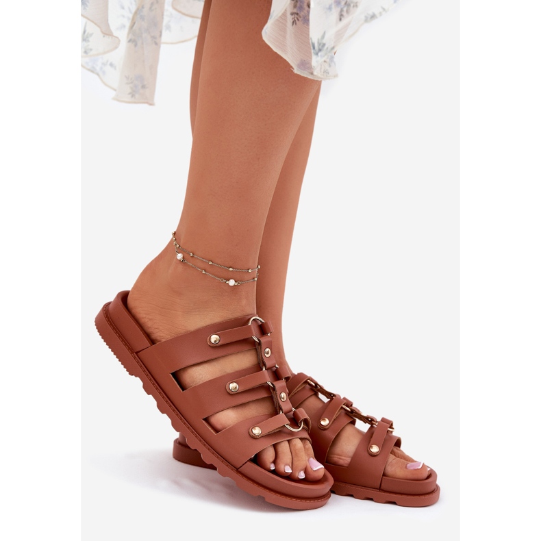 Inna Zapatillas para mujeres con rayas de camello marrón 1