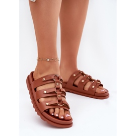 Inna Zapatillas para mujeres con rayas de camello marrón 2