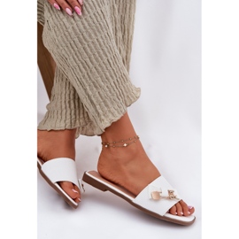 Inna Chanclas de mujer plana con un arco blanco 6