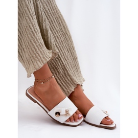 Inna Chanclas de mujer plana con un arco blanco 7