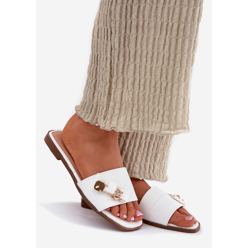 Inna Chanclas de mujer plana con un arco blanco 1