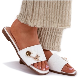 Inna Chanclas de mujer plana con un arco blanco 9