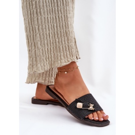 Inna Chanclas de mujer plana con un arco negro 5